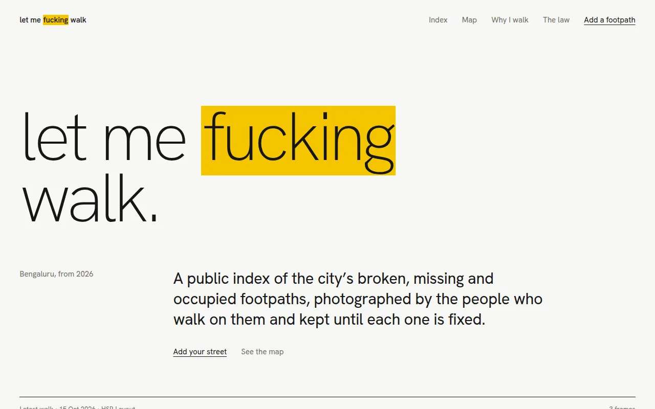 The Let Me Walk home page